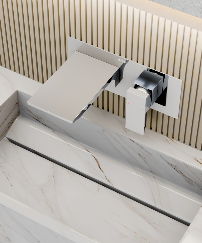 Wall-Mounted Waterfall Basin Mixer, Chrome - Thilia