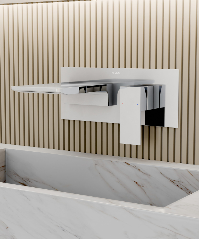 Wall-Mounted Waterfall Basin Mixer, Chrome - Thilia