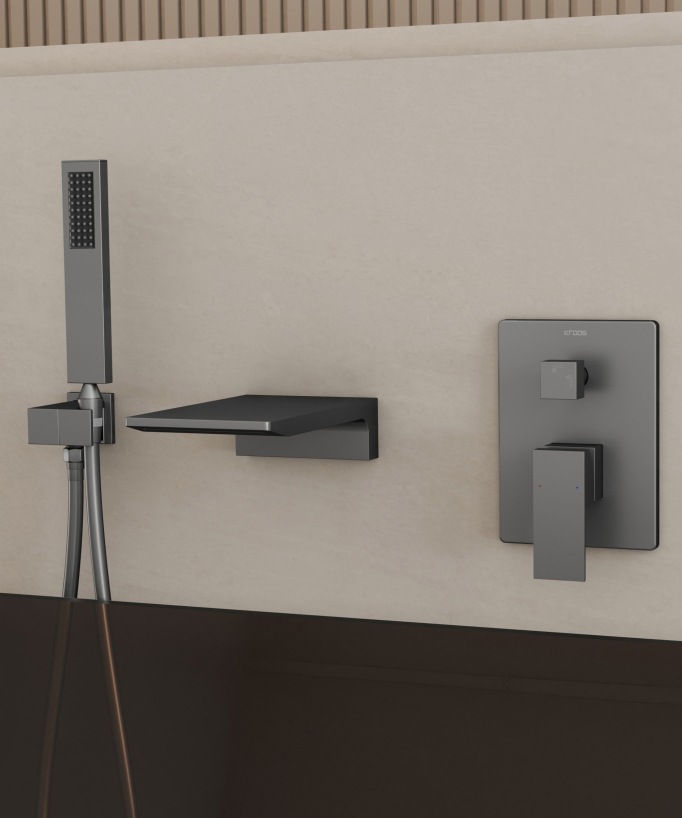 Concealed Bath Mixer - Gunmetal - Thilia