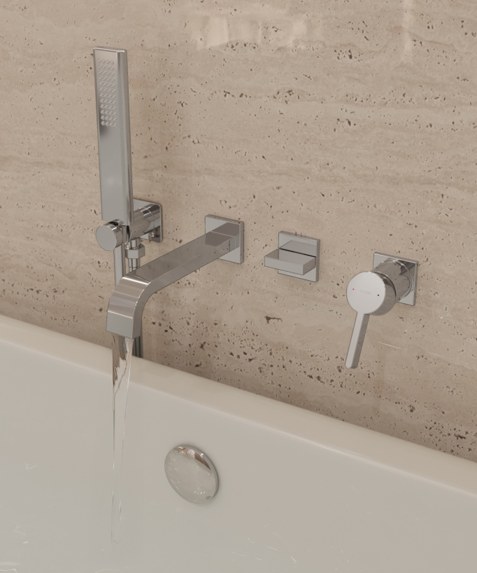 Concealed wall-mounted waterfall bath mixer set – Fiumina