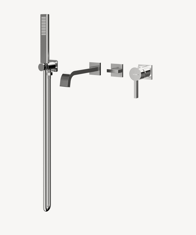 Concealed bath mixer tap with waterfall spout chrome - Fiumina