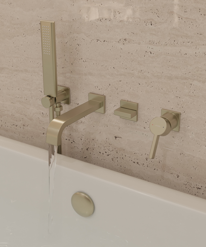 Concealed wall-mounted waterfall bath mixer set – Fiumina
