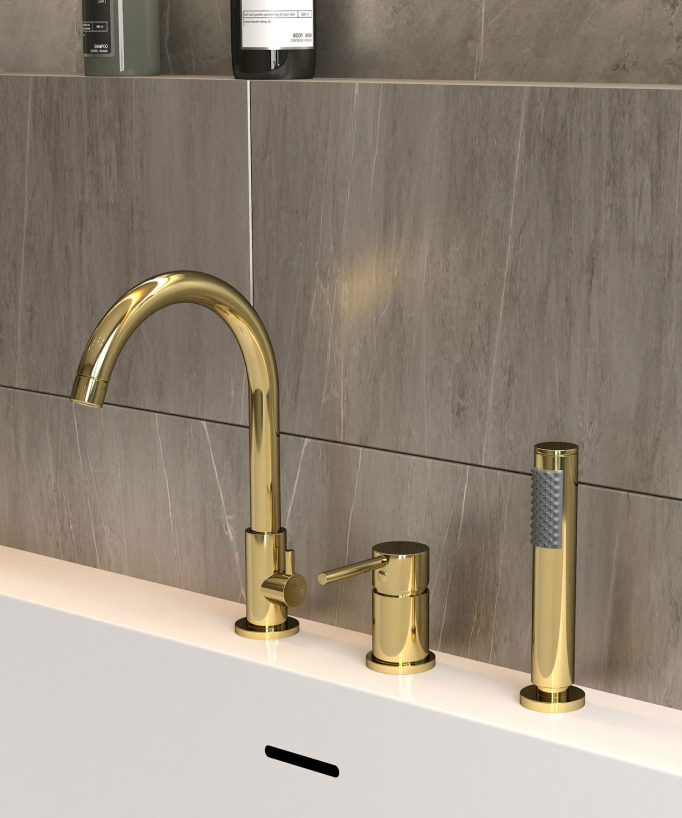 3-Hole Deck-Mounted Bath Mixer - Gold - Corbeau