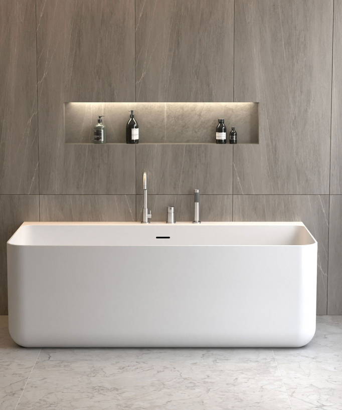 3-Hole Deck-Mounted Bath Mixer - Brushed Nickel - Corbeau