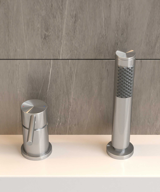 3-Hole Deck-Mounted Bath Mixer - Brushed Nickel - Corbeau