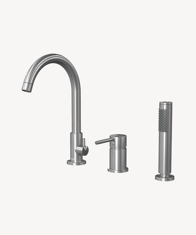 3-Hole Deck-Mounted Bath Mixer - Brushed Nickel - Corbeau