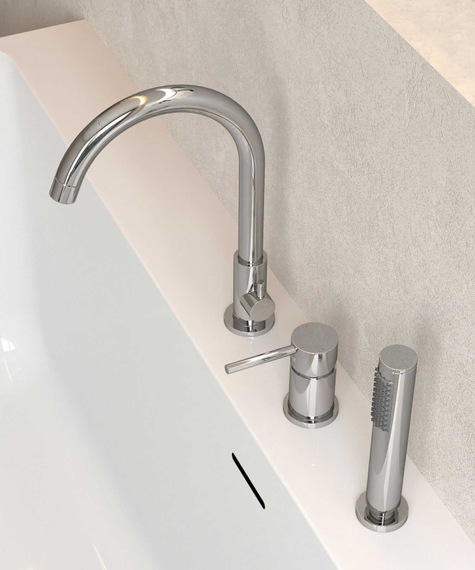 3-Hole Deck-Mounted Bath Mixer - Chrome - Corbeau