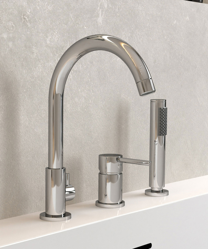 3-Hole Deck-Mounted Bath Mixer - Chrome - Corbeau