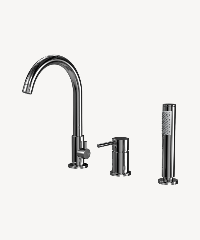 3-Hole Deck-Mounted Bath Mixer - Chrome - Corbeau