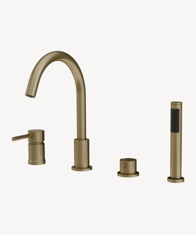 Chrome-plated 3-hole deck-mounted bath-shower mixer tap - C?falu