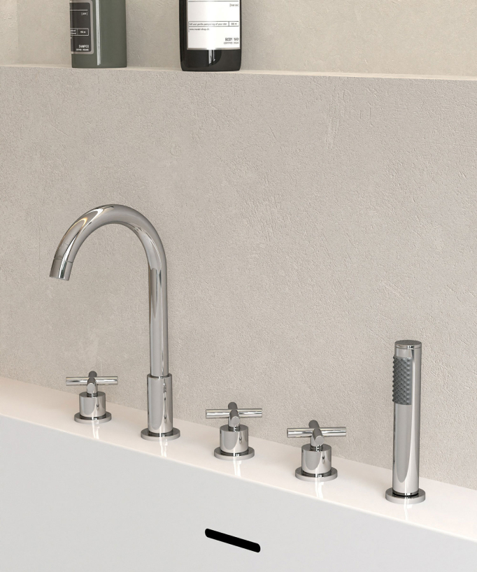 4-Hole Deck-Mounted Bath-Shower Mixer - Chrome - Corbeau