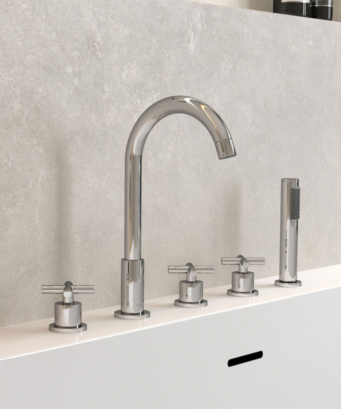 4-Hole Deck-Mounted Bath-Shower Mixer - Chrome - Corbeau