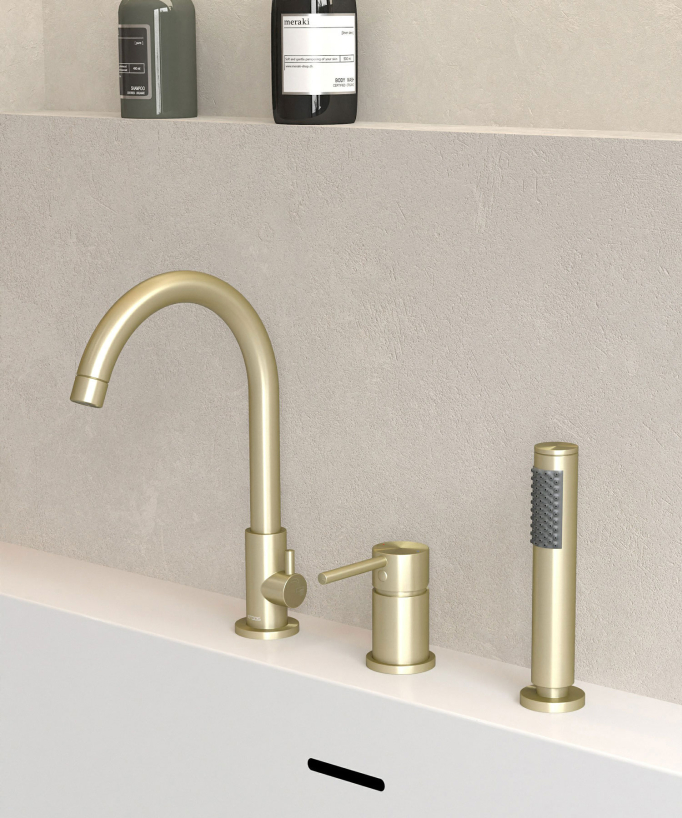 3-Hole Deck-Mounted Bath Mixer - Brushed Gold - Corbeau