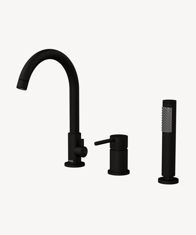 3-Hole Deck-Mounted Bath Mixer - Black - Corbeau
