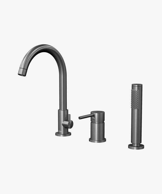 3-Hole Deck-Mounted Bath Mixer - Gunmetal - Corbeau