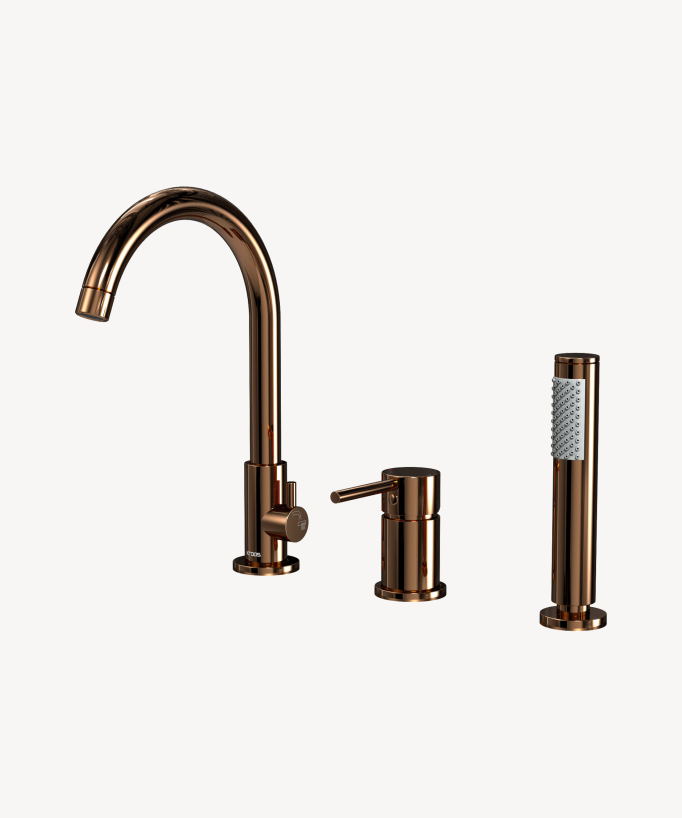 3-Hole Deck-Mounted Bath Mixer - Rose Gold - Corbeau