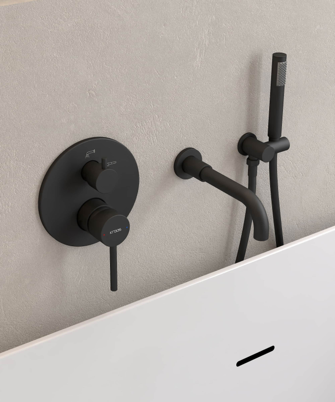 Concealed Bath Mixer Tap - Black - Corbeau