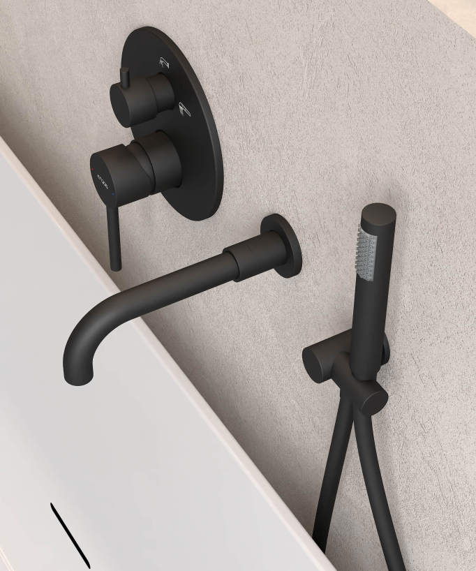 Concealed Bath Mixer Tap - Black - Corbeau