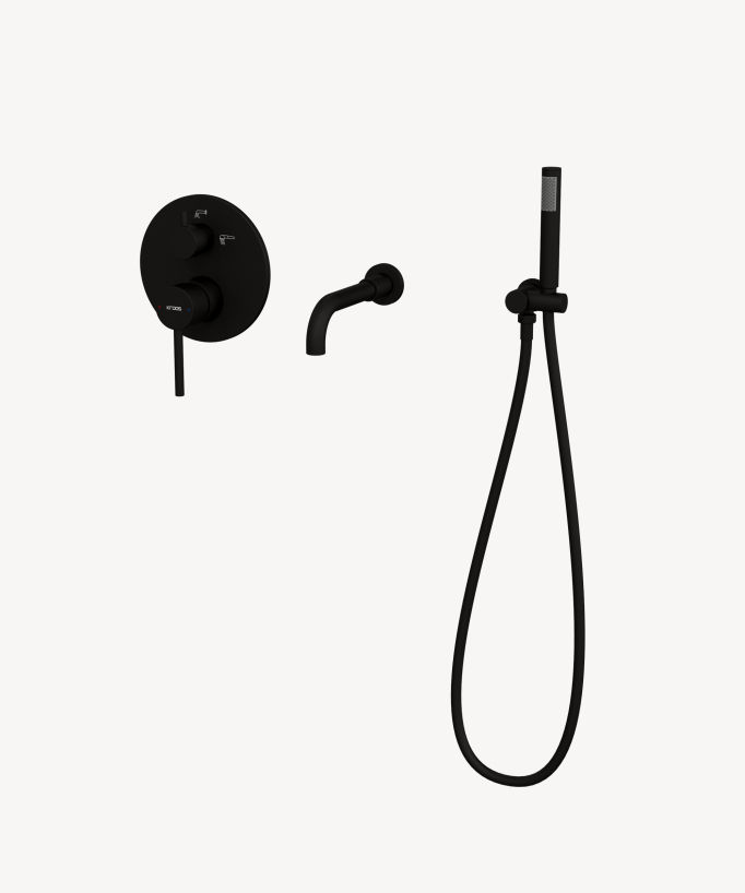 Concealed Bath Mixer Tap - Black - Corbeau