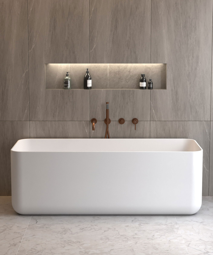 4-Hole Concealed Bath Mixer Tap - Brushed Rose Gold - Corbeau
