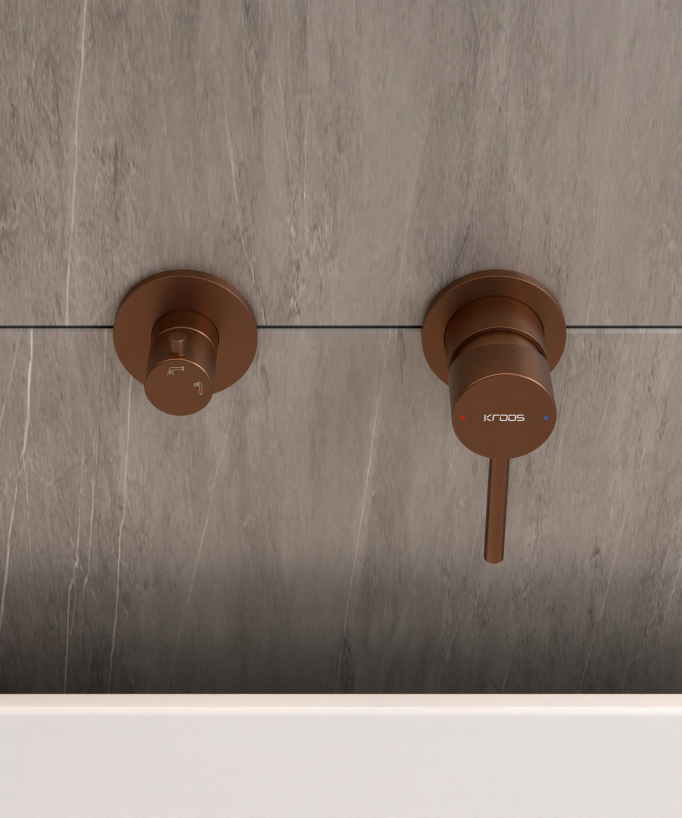 4-Hole Concealed Bath Mixer Tap - Brushed Rose Gold - Corbeau