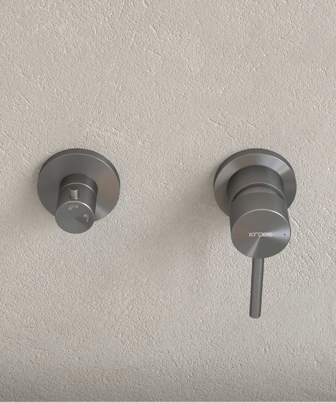 4-Hole Concealed Bath Mixer Tap - Gunmetal - Corbeau