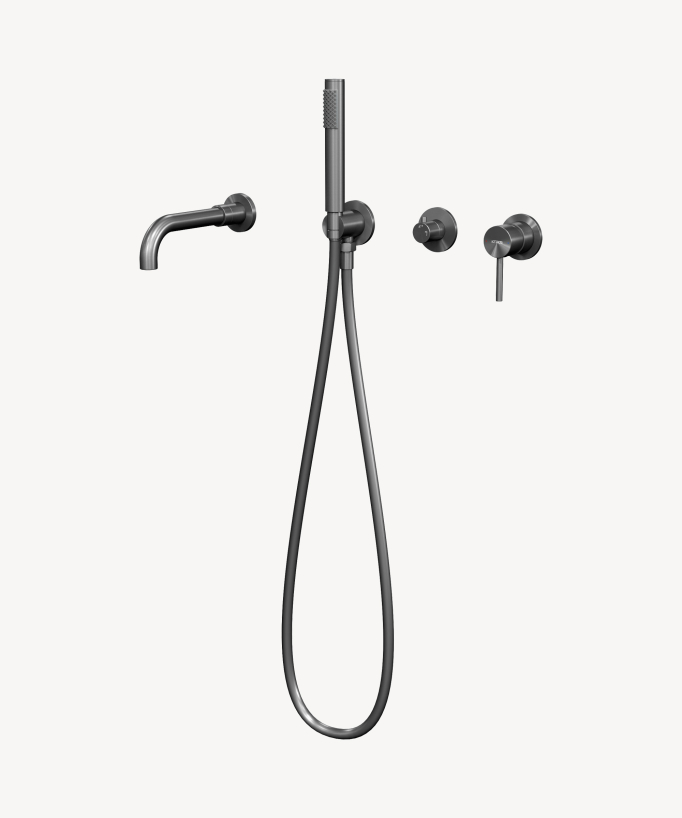 4-Hole Concealed Bath Mixer Tap - Gunmetal - Corbeau