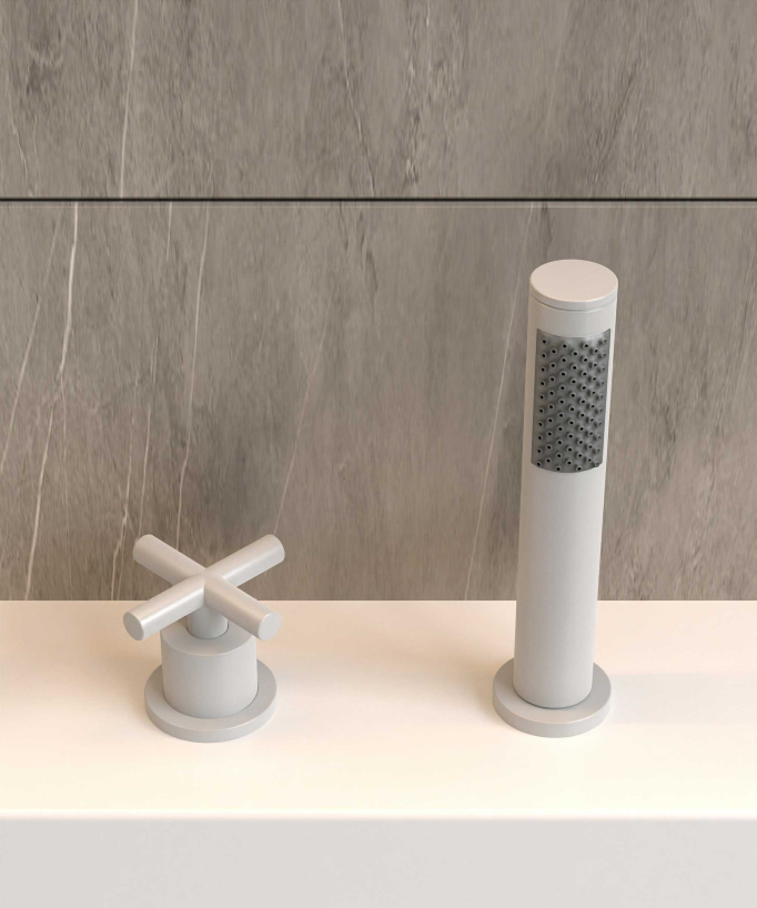 5-Hole Deck-Mounted Bath-Shower Mixer - White - Corbeau