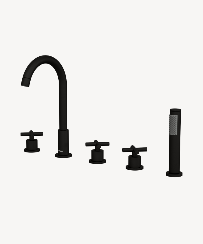 5-Hole Deck-Mounted Bath-Shower Mixer - Black - Corbeau