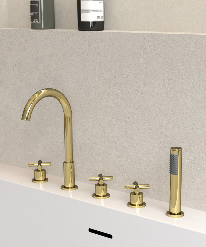 5-Hole Deck-Mounted Bath-Shower Mixer - Gold - Corbeau