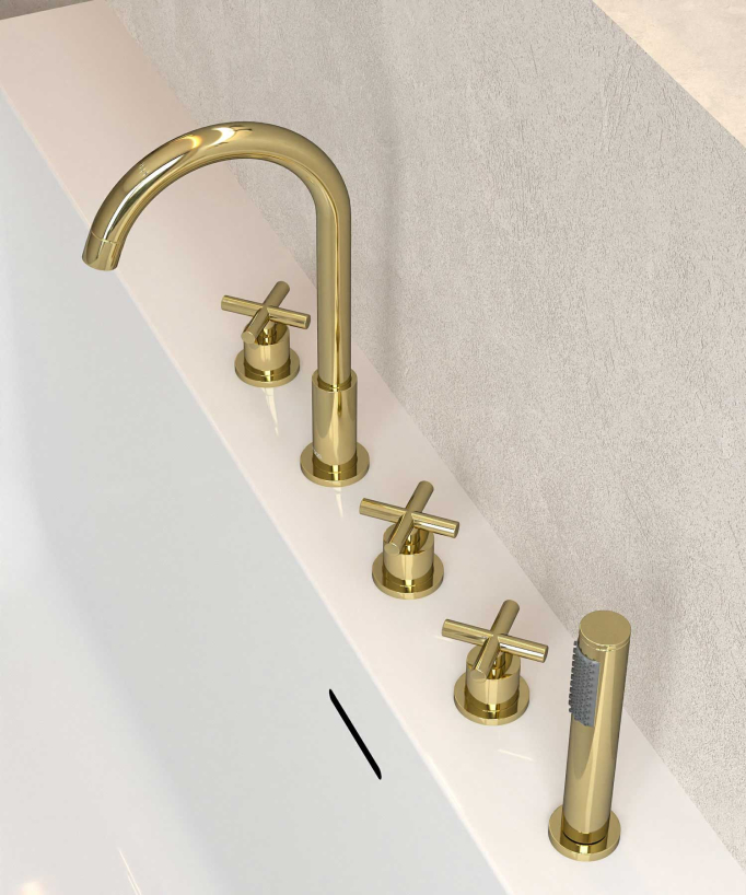 5-Hole Deck-Mounted Bath-Shower Mixer - Gold - Corbeau