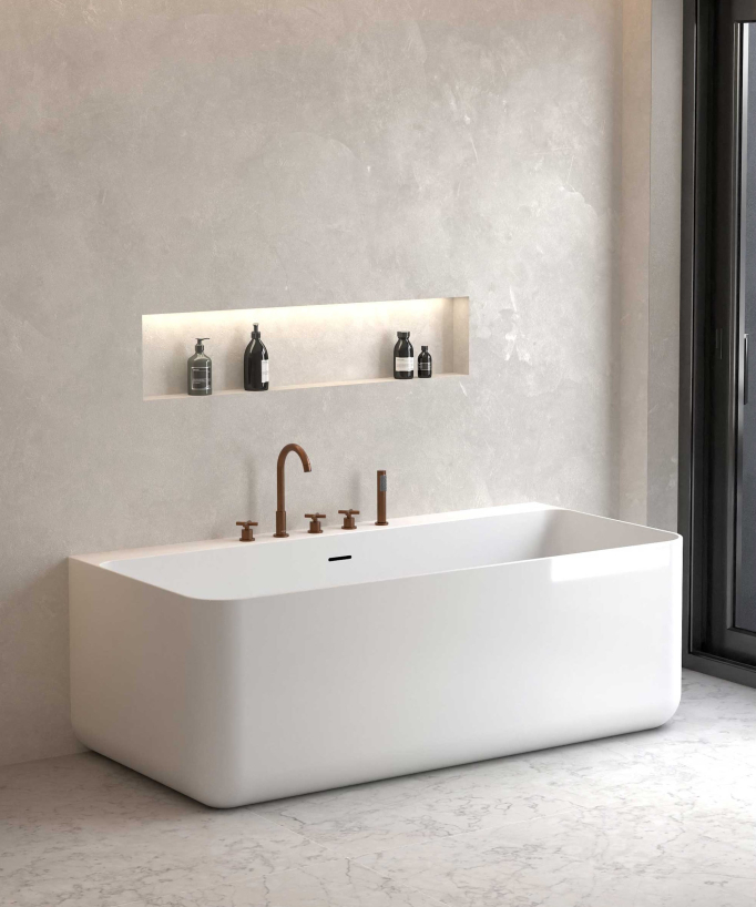 5-Hole Deck-Mounted Bath-Shower Mixer - Brushed Rose Gold - Corbeau