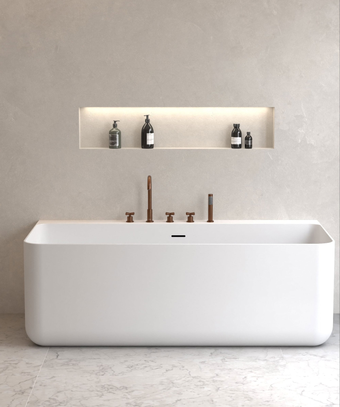 5-Hole Deck-Mounted Bath-Shower Mixer - Brushed Rose Gold - Corbeau