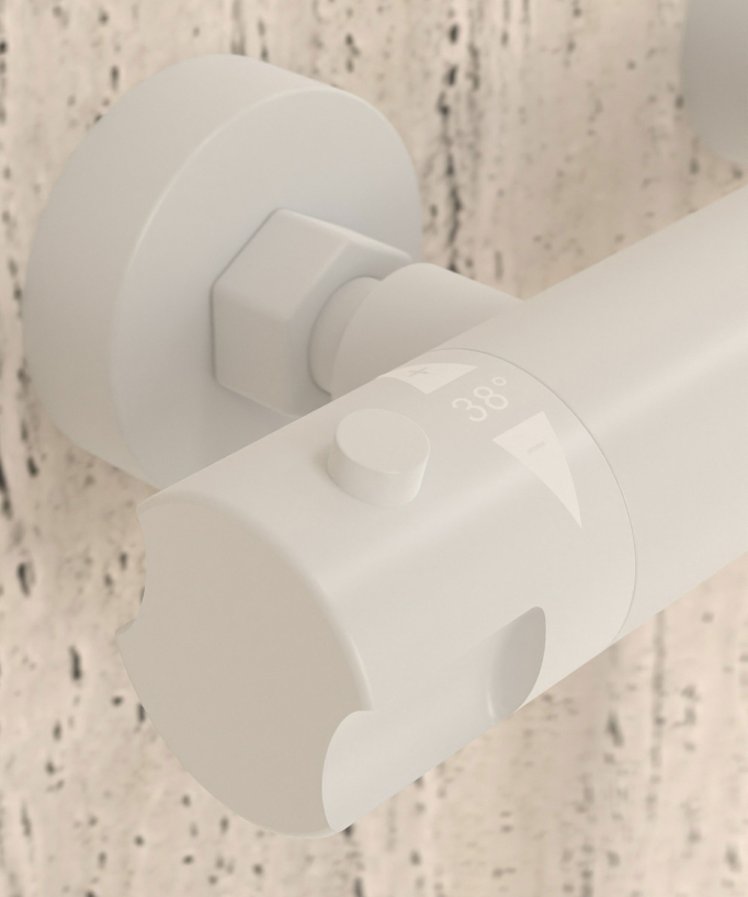 Wall-Mounted Thermostatic Shower Mixer - White - Corbeau
