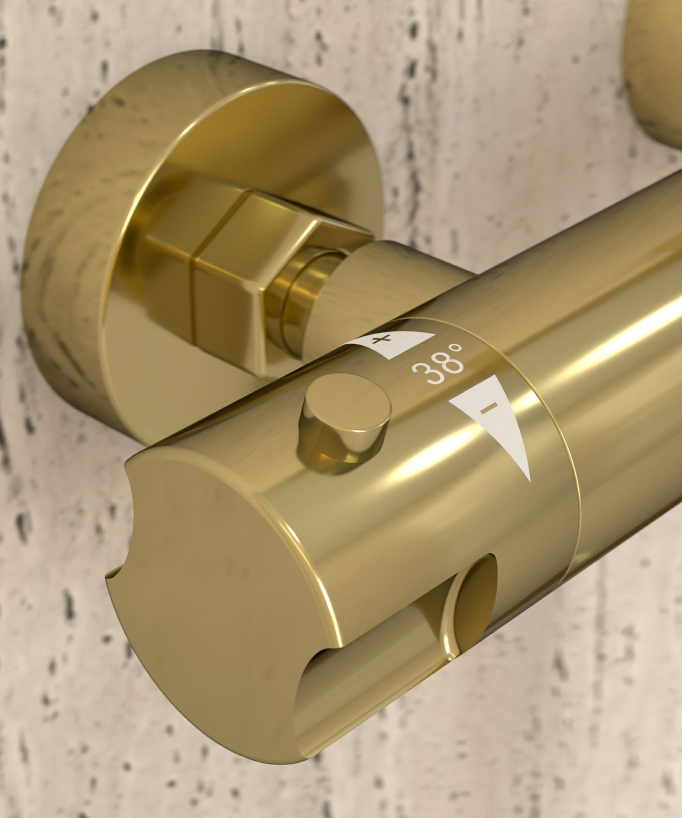 Wall-Mounted Thermostatic Shower Mixer - Gold - Corbeau