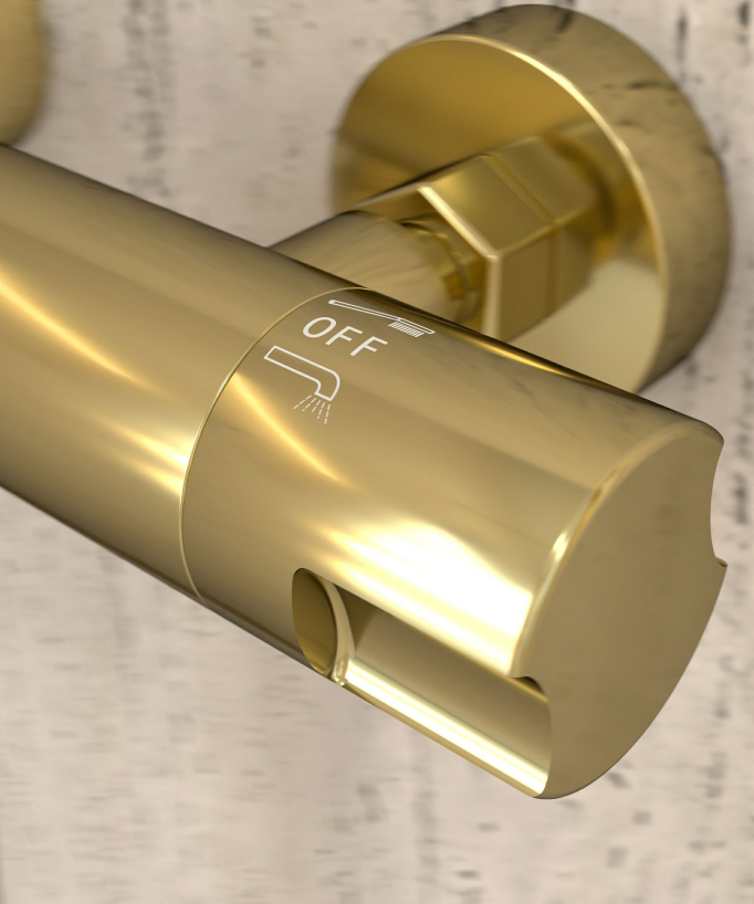 Wall-Mounted Thermostatic Shower Mixer - Gold - Corbeau