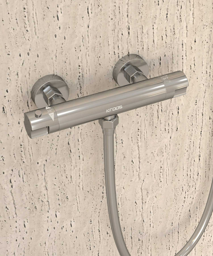 Wall-Mounted Thermostatic Shower Mixer - Chrome - Corbeau