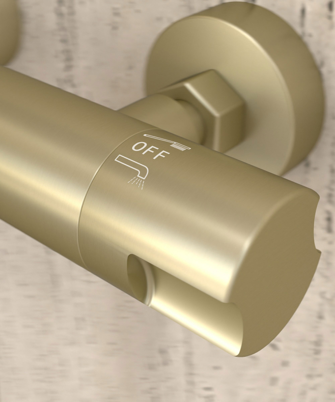 Wall-Mounted Thermostatic Shower Mixer - Brushed Gold - Corbeau