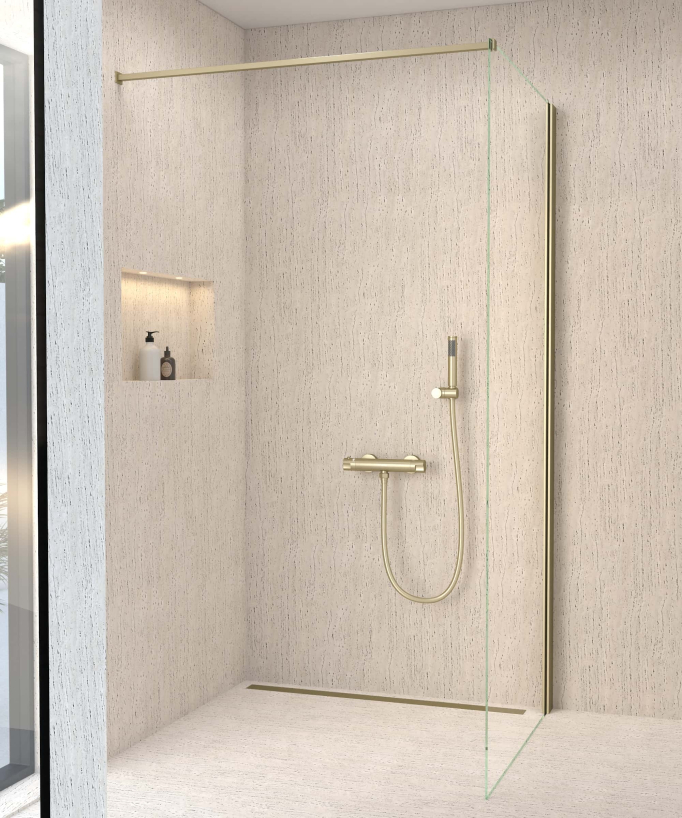 Wall-Mounted Thermostatic Shower Mixer - Brushed Gold - Corbeau