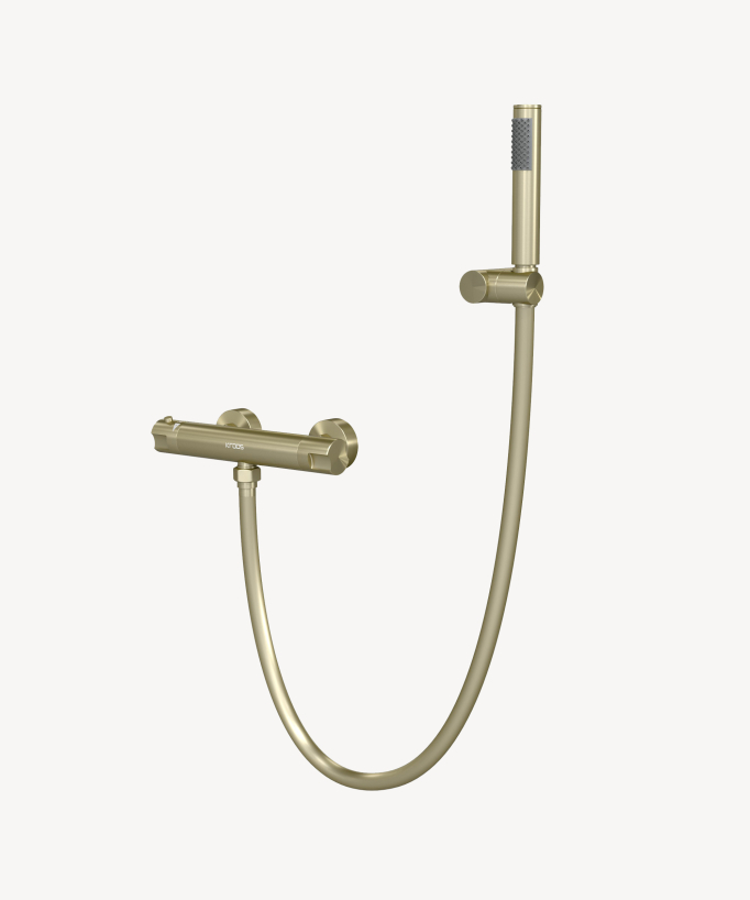 Wall-Mounted Thermostatic Shower Mixer - Brushed Gold - Corbeau
