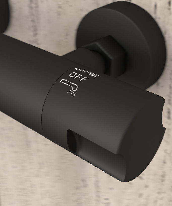 Wall-Mounted Thermostatic Shower Mixer - Black - Corbeau