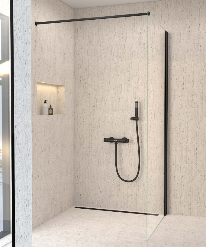 Wall-Mounted Thermostatic Shower Mixer - Black - Corbeau