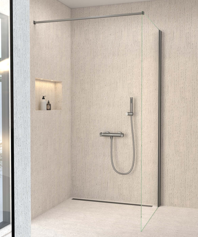 Wall-Mounted Thermostatic Shower Mixer - Gunmetal - Corbeau