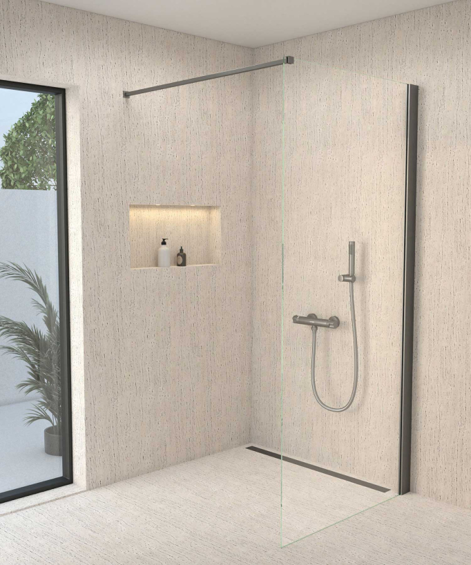 Wall-Mounted Thermostatic Shower Mixer - Gunmetal - Corbeau