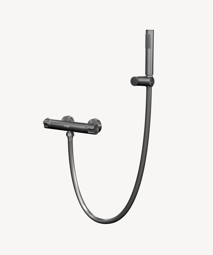 Wall-Mounted Thermostatic Shower Mixer - Gunmetal - Corbeau