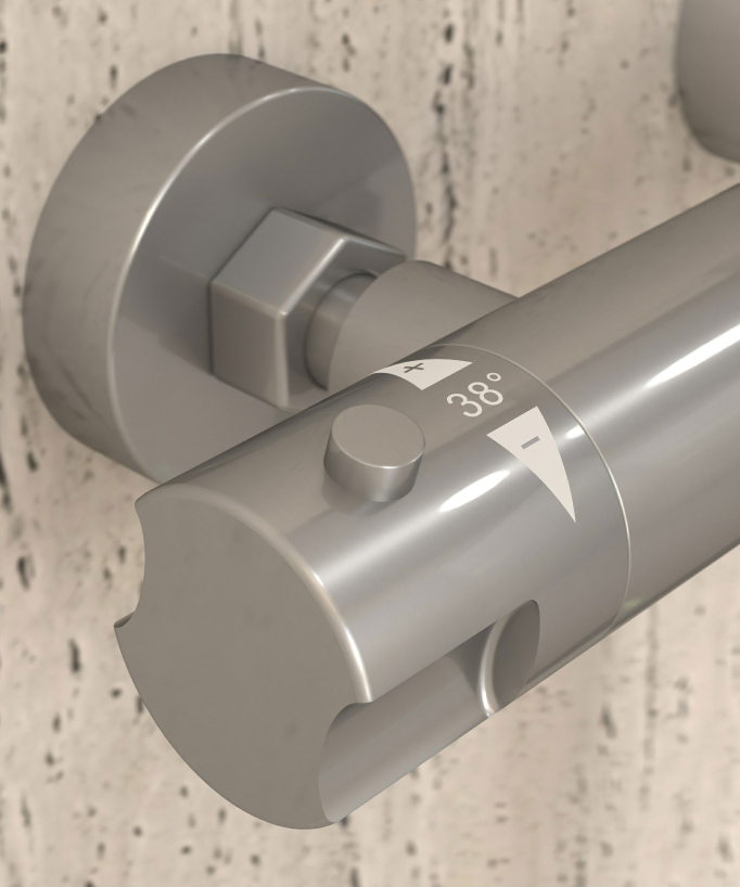 Wall-Mounted Thermostatic Shower Mixer - Brushed Nickel - Corbeau