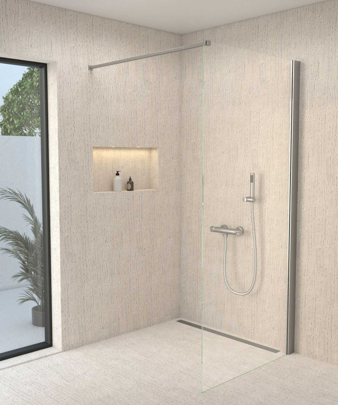 Wall-Mounted Thermostatic Shower Mixer - Brushed Nickel - Corbeau