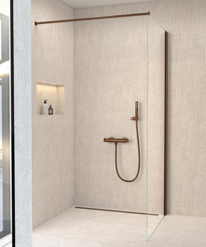 Wall-Mounted Thermostatic Shower Mixer - Brushed Rose Gold - Corbeau