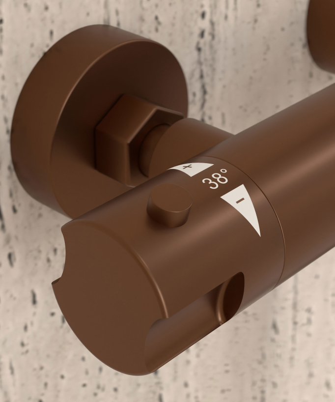 Wall-Mounted Thermostatic Shower Mixer - Brushed Rose Gold - Corbeau