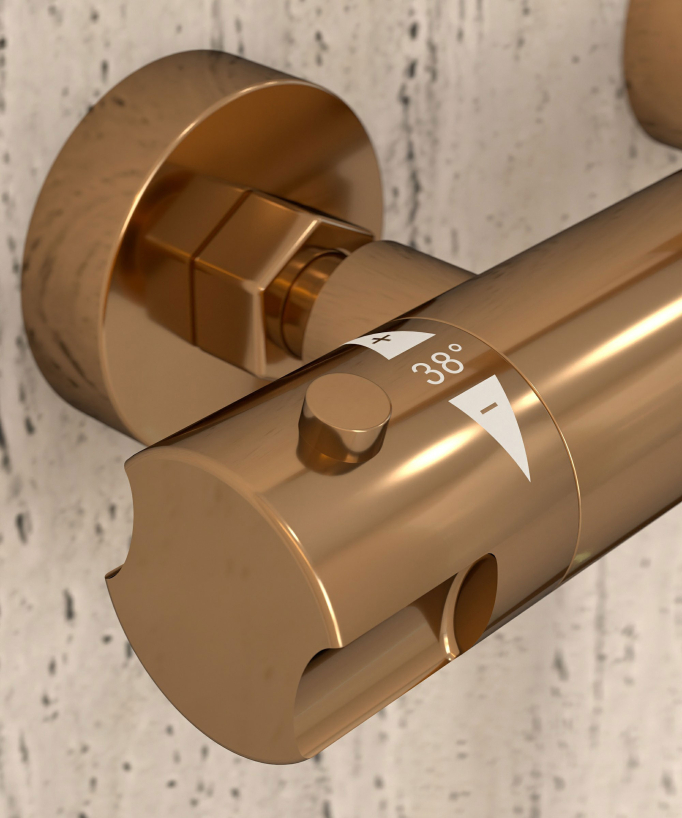 Wall-Mounted Thermostatic Shower Mixer - Rose Gold - Corbeau